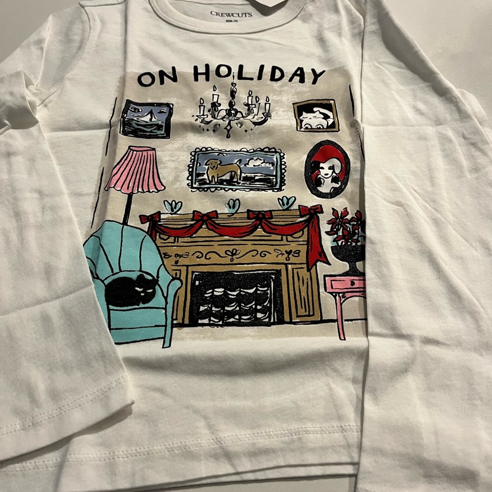 J Crew Crewcuts Girls Long-Sleeved Holiday Top, Size SMALL, NWT